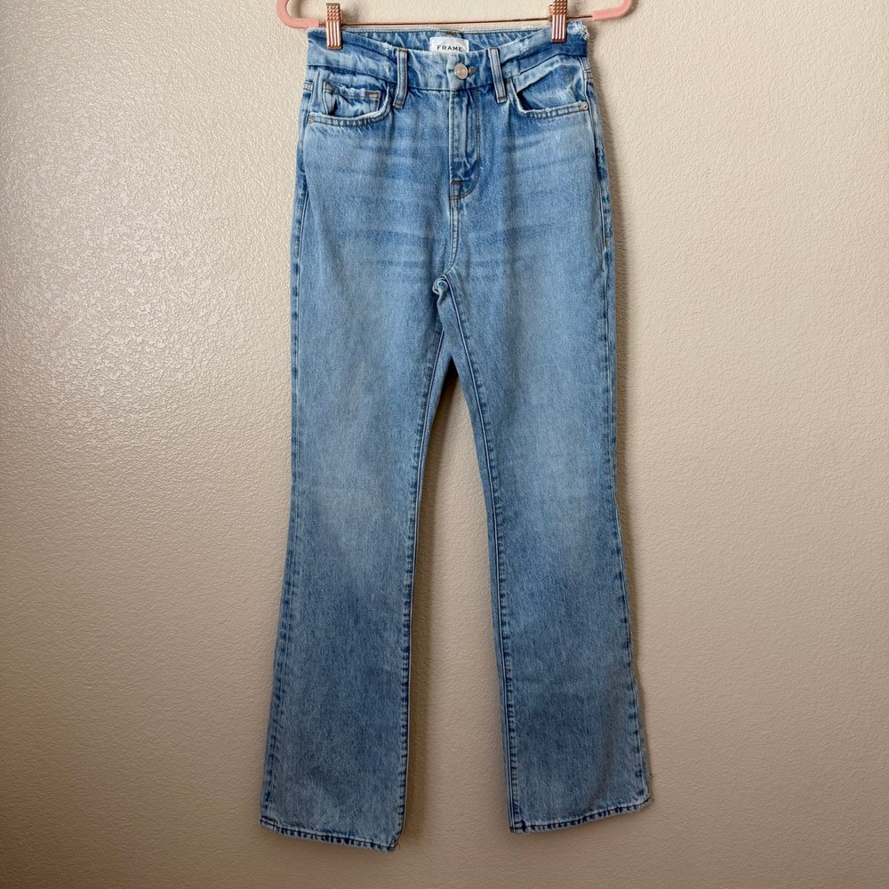 Frame Jeans Size 23 Le Super High Mini Boot Rossum 1Year Light Wash Denim Cotton - Picture 3 of 12